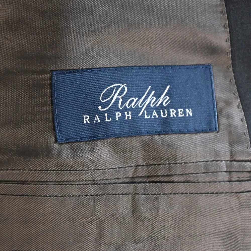 Ralph Lauren 48L 38x36‎ Charcoal Gray 100% Wool Double Breasted Mens Suit